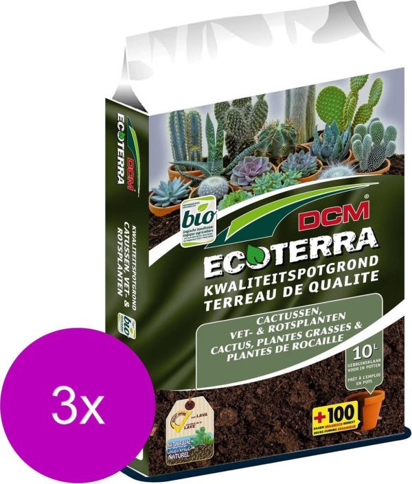 Dcm Potgrond Ecoterra Cactussen - Potgrond Turf - 3 x 10 l Bio