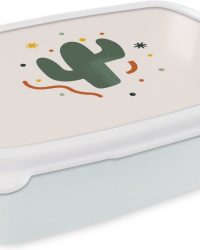 Broodtrommel Wit - Lunchbox - Brooddoos - Cactus - Vetplant - Zomer - 18x12x6 cm - Volwassenen