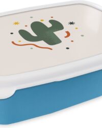 Broodtrommel Blauw - Lunchbox - Brooddoos - Cactus - Vetplant - Zomer - 18x12x6 cm - Kinderen - Jongen