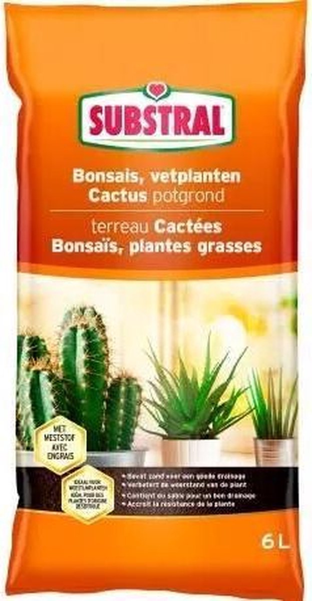 Substral potgrond voor cactus, bonsai en vetplanten - 6 liter